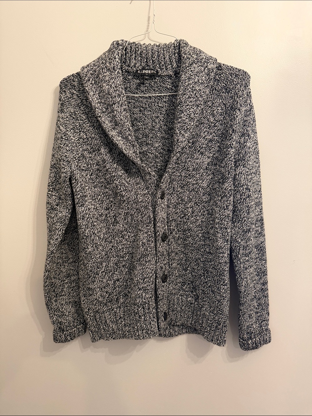 Express Men's  Button-Up Sweater Cardigan - Gray